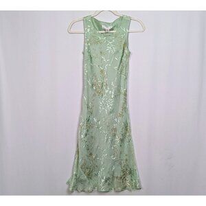 Vintage 90's Petite Sophisticate 0 SILK Burnout Velvet Slip Midi Dress Evening